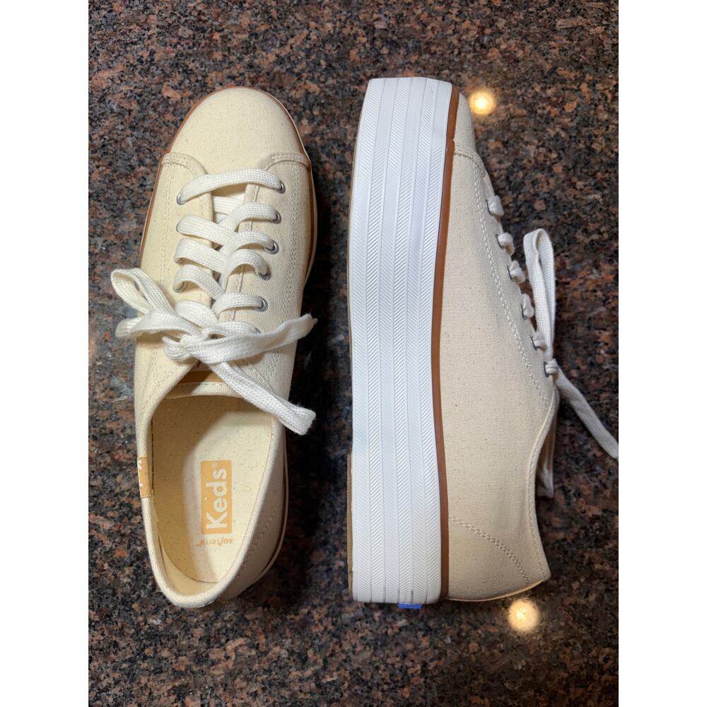 Keds Women's Triple Up Canvas Sneaker Cream Size 8 NWOT - Picture 3 of 13